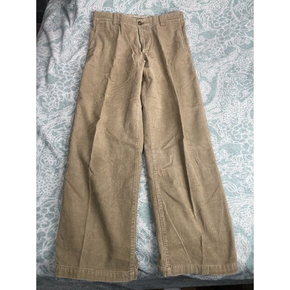 IZOD Men's Corduroy Pants 34x32 Khaki Beige Flat Front Straight Leg Pockets - Picture 1 of 5